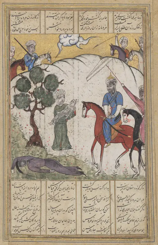 A scene of the life of Alexander from the Sharaf-nameh — تصویر رکورد موزهٔ هنر کلیولند (دسترسی آزاد)