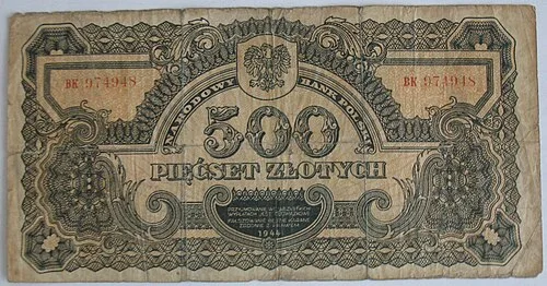 روی اسکناس — 500 złotych لهستان