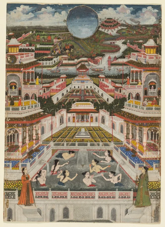 Women bathing before an architectural panorama — تصویر رکورد موزهٔ هنر کلیولند (دسترسی آزاد)