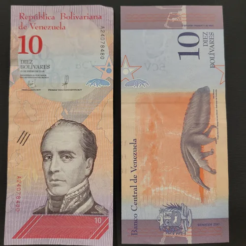 روی اسکناس — 10 Bolivares ونزوئلا