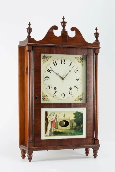 Tischuhr, Pillar and Scroll Clock, Johann Kaltenbach, Neukirch, um 1830 — تصویر رکورد یوروپیانا