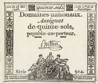 Asignaat van 15 sols, 1793 — تصویر رکورد یوروپیانا