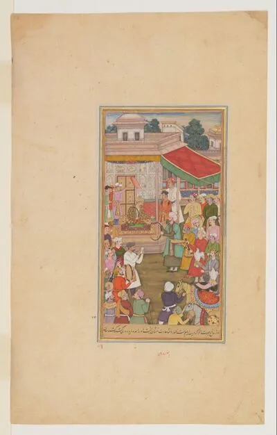Akbar receives the ambassadors from Badakhshan in 1561, from the History of Akbar (Akbarnama) by Abu’l-Fazl. — تصویر رکورد یوروپیانا