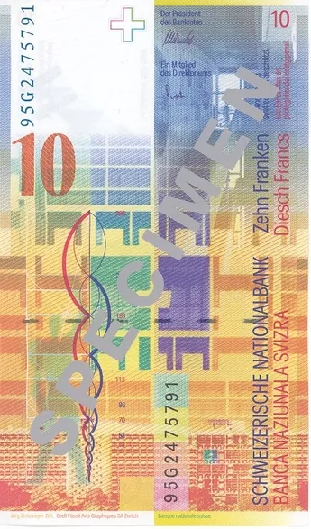پشت اسکناس 10 francs فرانک سوئیس