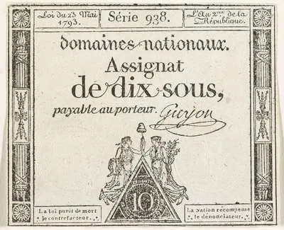 Asignaat van 10 sous, 1793 — تصویر رکورد یوروپیانا