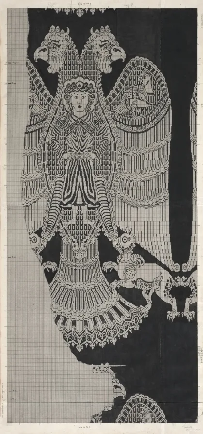 Schematic Drawing of Buyid Silk (1962.264) — تصویر رکورد موزهٔ هنر کلیولند (دسترسی آزاد)