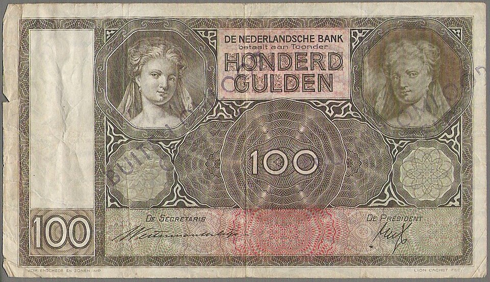 پشت اسکناس — 100 gulden هلند