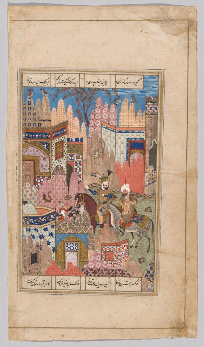 King Anushirwan and the Owls, from the Khamsa of Nizami — تصویر رکورد مؤسسهٔ هنر شیکاگو (دسترسی آزاد)