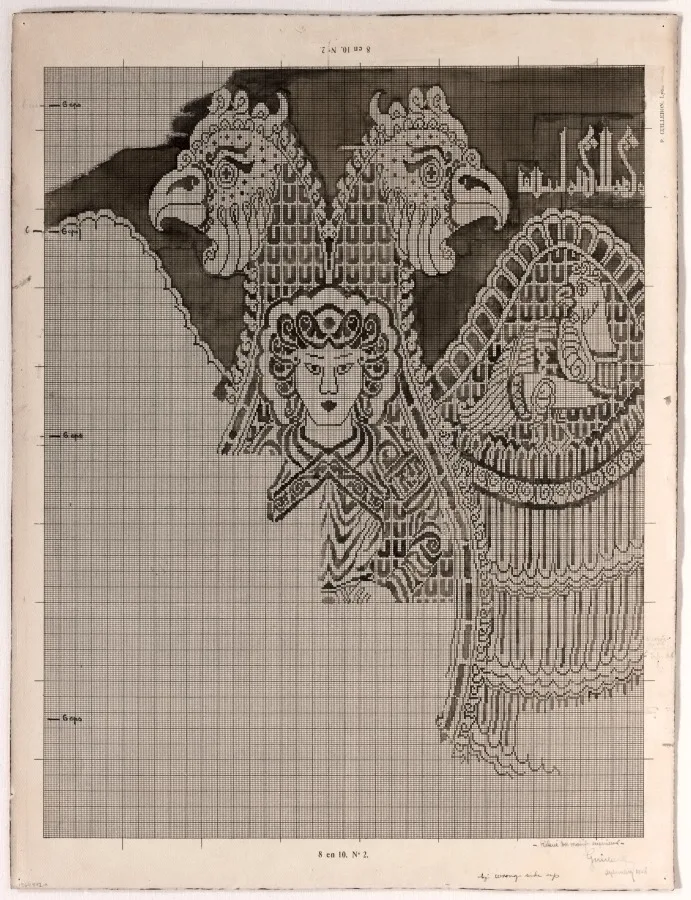 Schematic Drawings of Buyid Silk (1962.264) — تصویر رکورد موزهٔ هنر کلیولند (دسترسی آزاد)