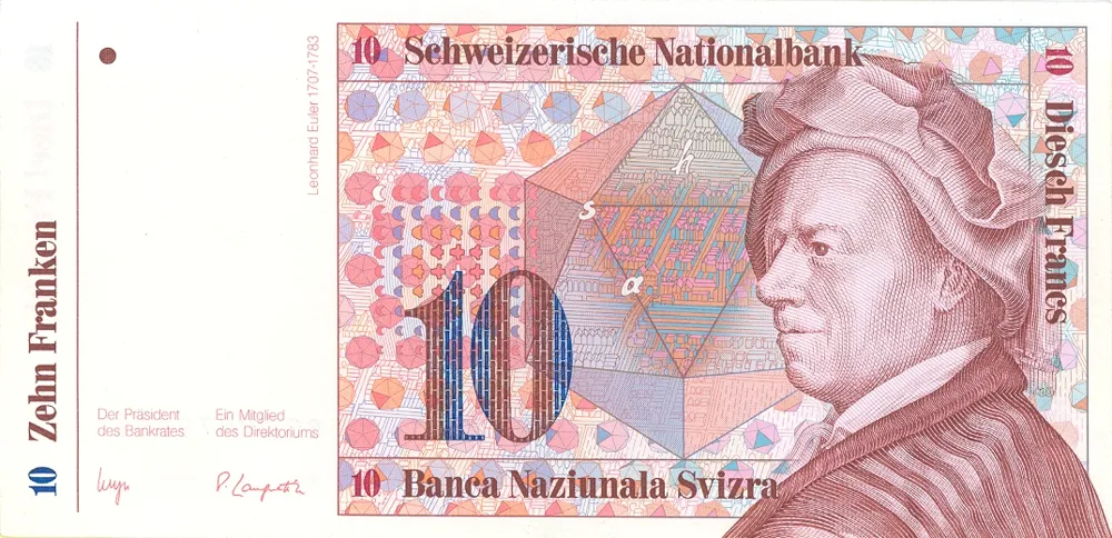 روی اسکناس 10 francs فرانک سوئیس