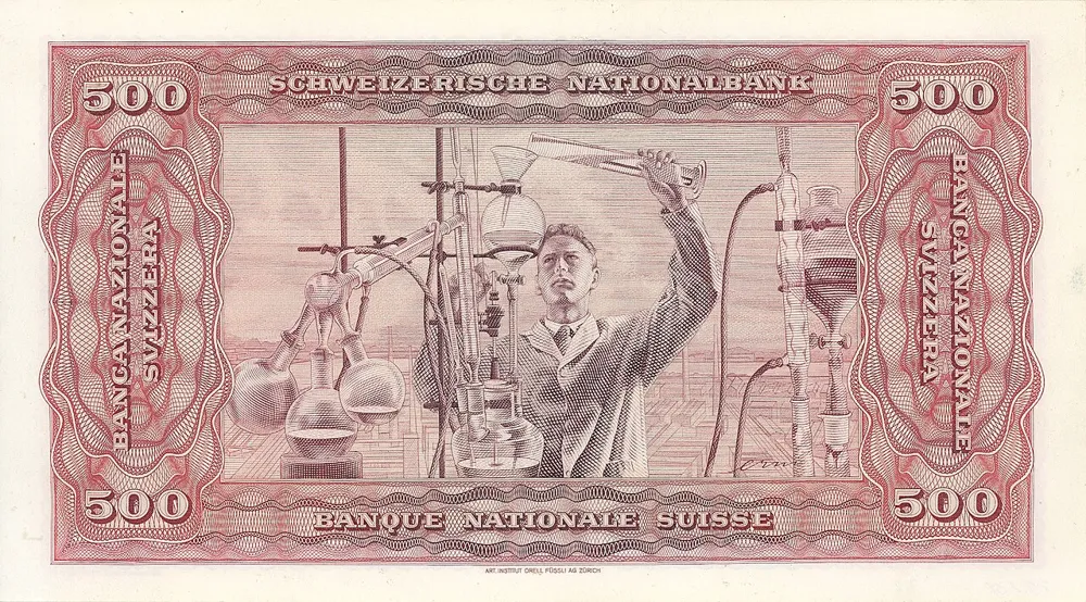 پشت اسکناس 500 francs فرانک سوئیس