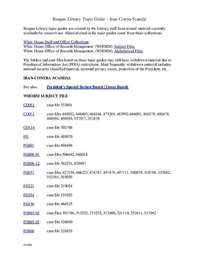 Reagan Library Topic Guide – Iran-Contra Scandal — تصویر رکورد ویکیداده