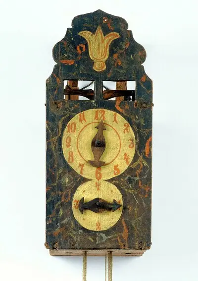 Holzräderuhr, vermutlich Schwarzwald, Mitte 18. Jahrhundert — تصویر رکورد یوروپیانا