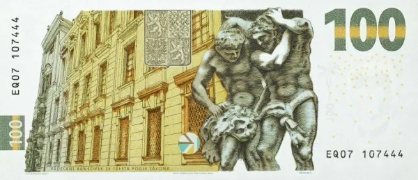 پشت اسکناس 100 Kč کرون چک
