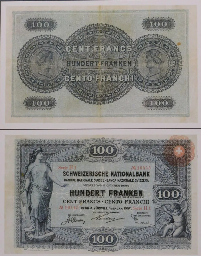 Banknote Fr 100,  historisch, 1907 — تصویر رکورد یوروپیانا