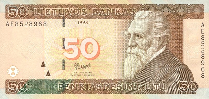 روی اسکناس — 50 لیتاس لیتوانی