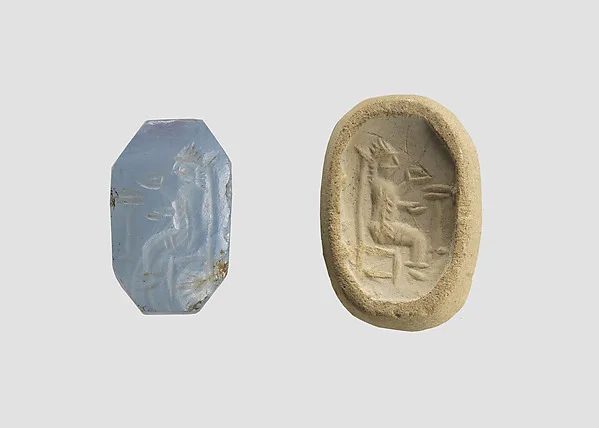 Stamp seal (octagonal pyramid) with deity (?) — تصویر رکورد موزهٔ متروپولیتن (دسترسی آزاد)
