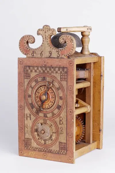 Holzräderuhr, H.B., Davos (Schweiz), 1693 — تصویر رکورد یوروپیانا