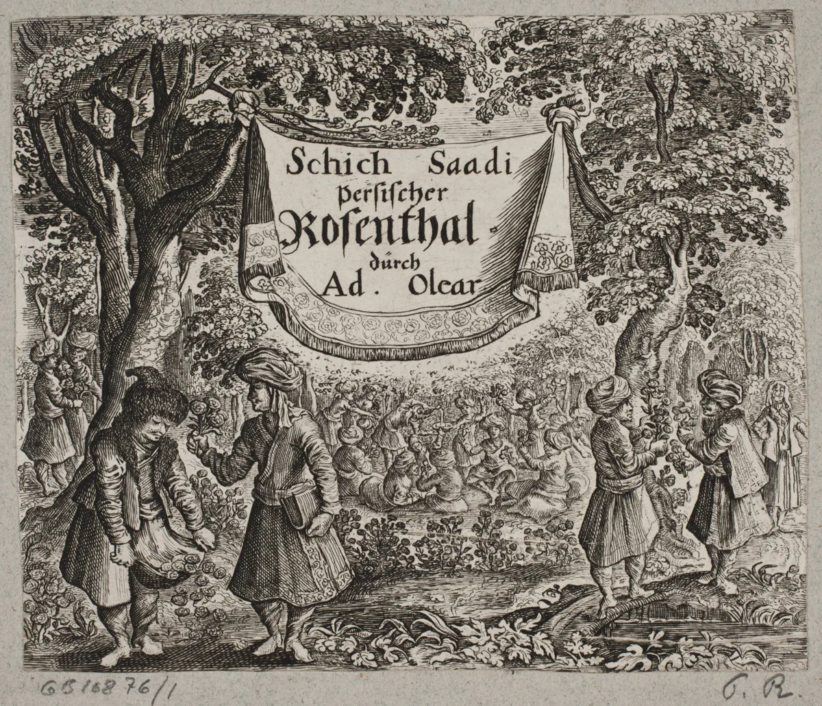 Frontispice til Adam Olearius, “Persianischer Rosenthal von einem Sinnreichen Poeten Schich Saadi […]”, Schleswig 1660 — تصویر رکورد یوروپیانا