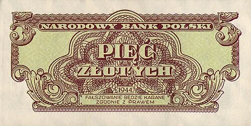 پشت اسکناس — 5 złotych لهستان
