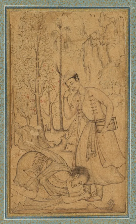 A holy man prostrating himself before a learned prince — تصویر رکورد موزهٔ هنر کلیولند (دسترسی آزاد)