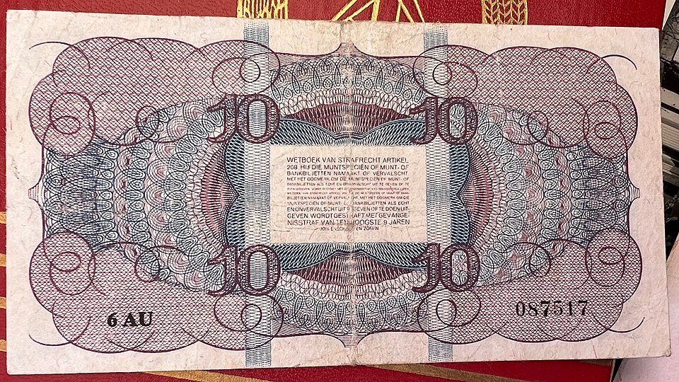 روی اسکناس — 10 gulden هلند