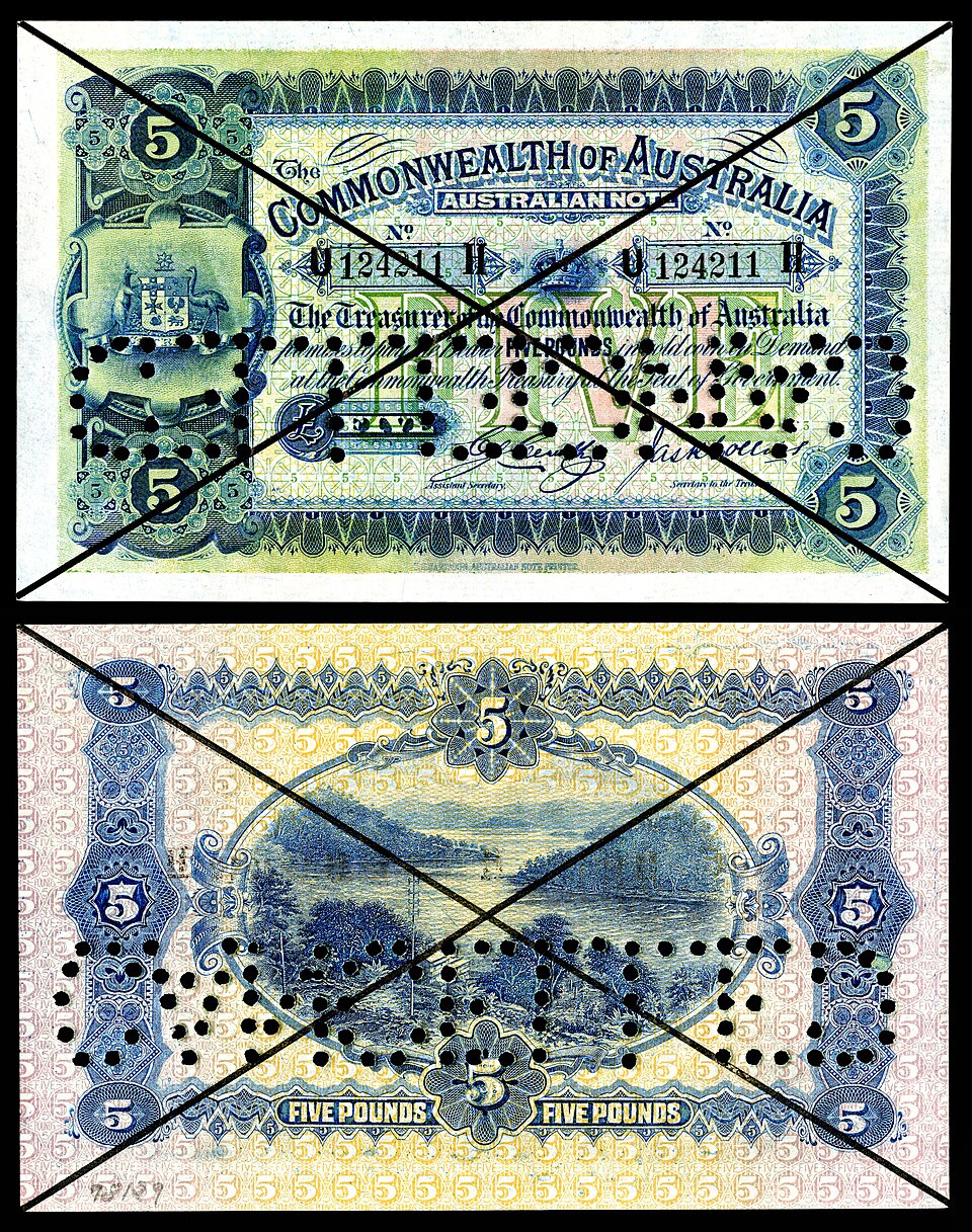 روی اسکناس — 5 pound استرالیا