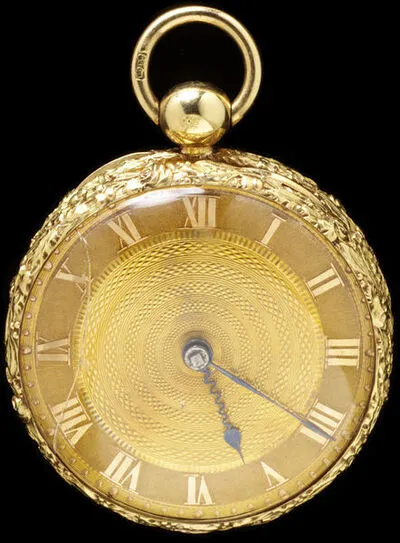Cast and chased gold watch, movement by 'Litherland Davies & Co., Liverpool, 8463', and casemaker Thomas Helsby, with Chester hallmarks for 1815-16. Gold, cast and chased , signed 'Litherland Davies & — تصویر رکورد یوروپیانا