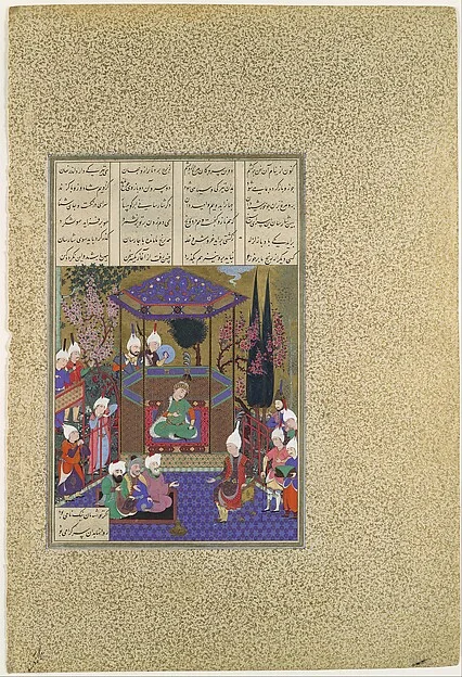 "Zal Expounds the Mysteries of the Magi", Folio 87v from the Shahnama (Book of Kings) of Shah Tahmasp — تصویر رکورد موزهٔ متروپولیتن (دسترسی آزاد)