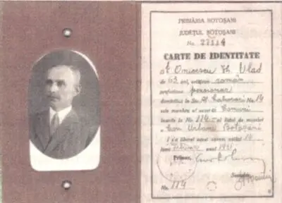 carnet de identitate care a aparținut lui Vlad Gh. Onicescu, tatăl matematicianului Octav Onicescu — تصویر رکورد یوروپیانا