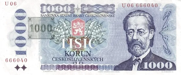 روی اسکناس 1,000 Kč کرون چک