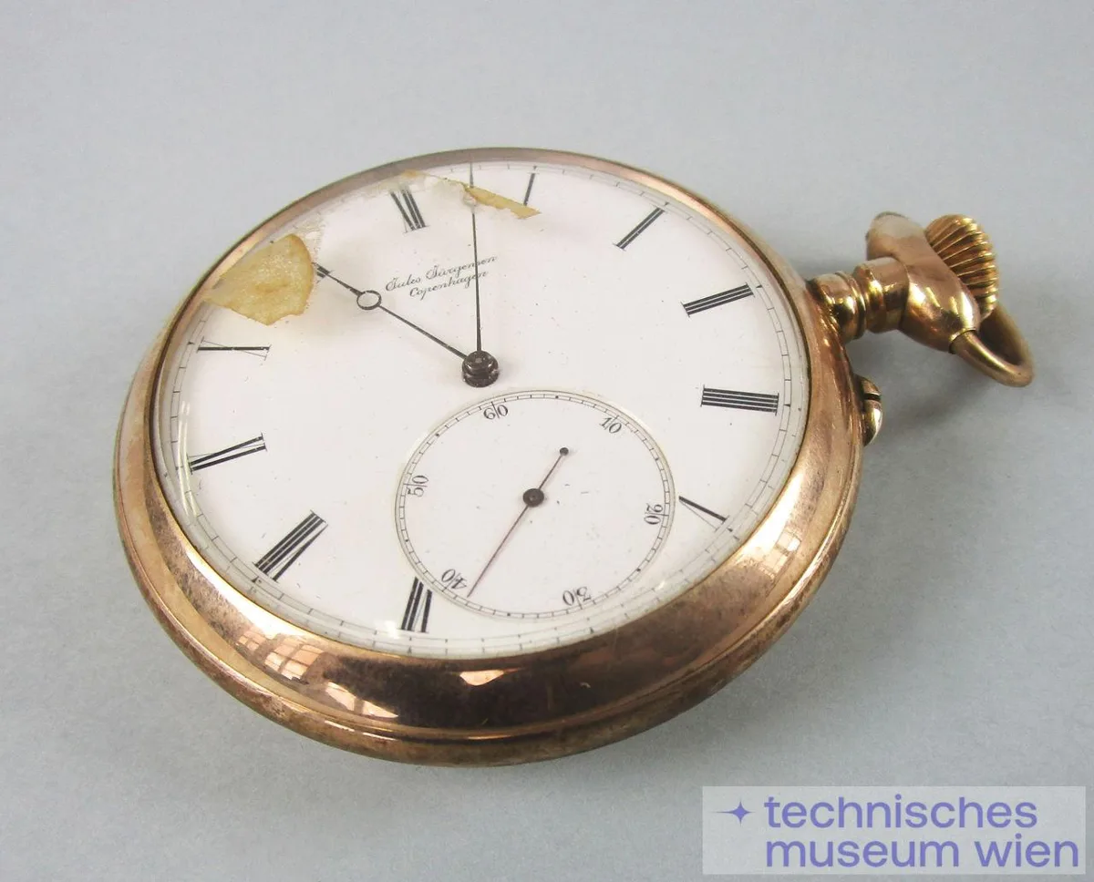Taschenuhr, Neusilbergehäuse, Kolbenzahnankergang, Feinregulierung — تصویر رکورد یوروپیانا