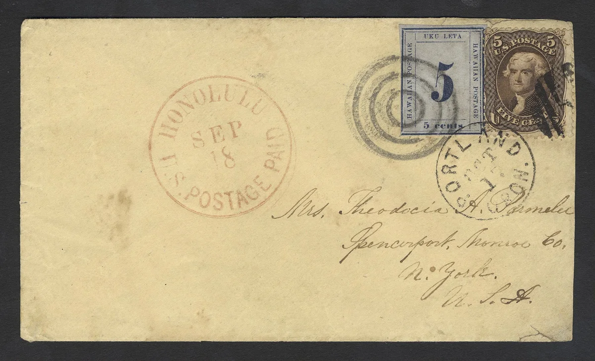 5c Numeral with USA 5c Thomas Jefferson on cover — تصویر رکورد موزهٔ ملی هنر آسیایی اسمیتسونیان (دسترسی آزاد)