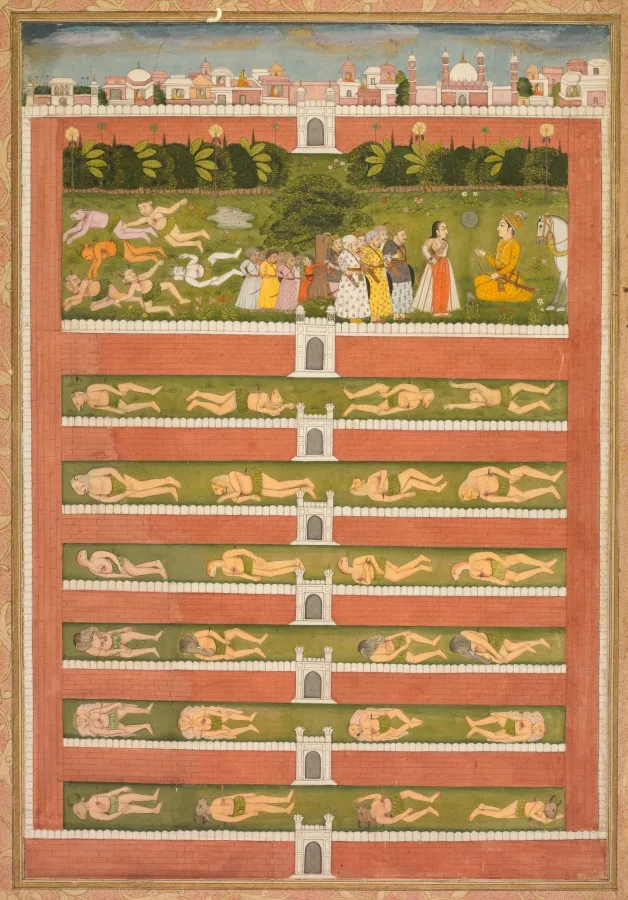 A Princess and Demons before a Nobleman: A Leaf from a Poetical Romance Relating to Shah Alam I (recto) — تصویر رکورد موزهٔ هنر کلیولند (دسترسی آزاد)