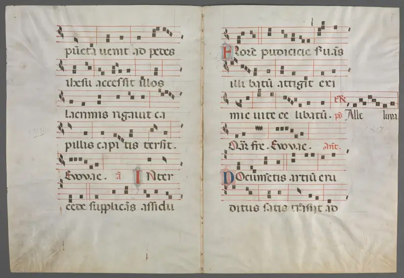 Bifolium from an Antiphonary: Music — تصویر رکورد موزهٔ هنر کلیولند (دسترسی آزاد)
