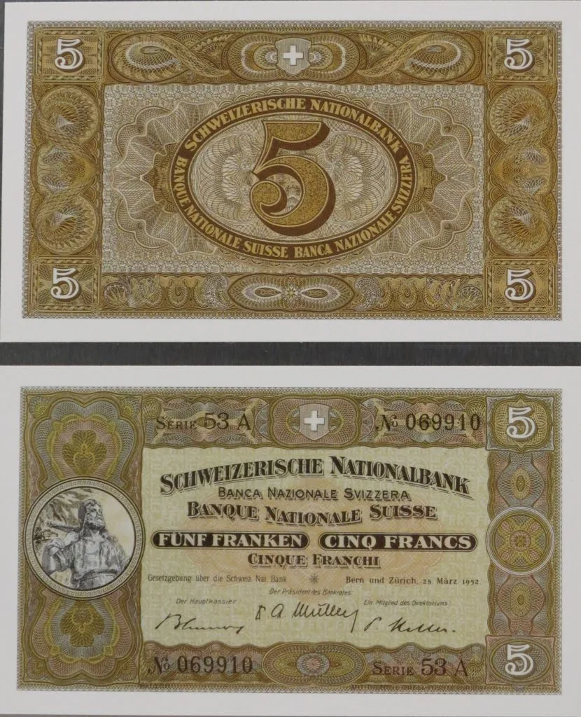 Banknote Fr 5,  historisch, 1914 — تصویر رکورد یوروپیانا