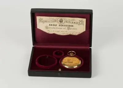 Taschenuhr, mit Etui und Garantieschein, A. Schneider, Glashütte, um 1870 — تصویر رکورد یوروپیانا