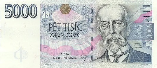 روی اسکناس 5000 Kč کرون چک
