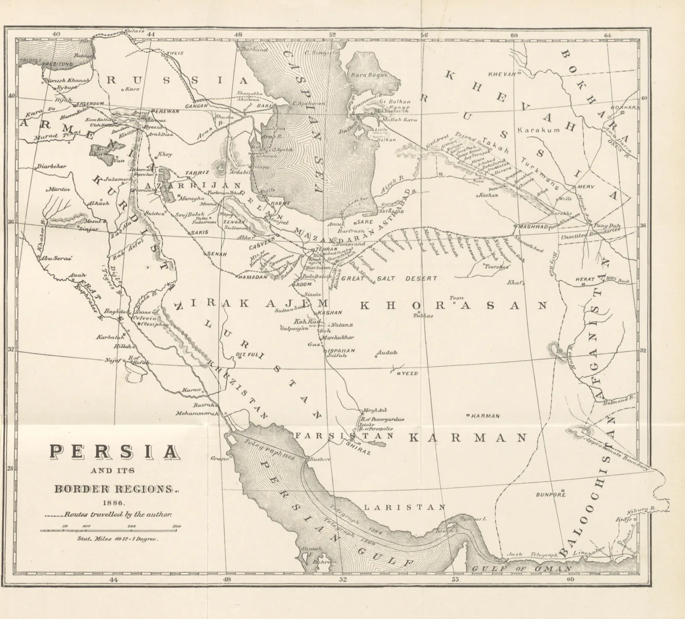 map from "Persia, the Land of the Imams. A narrative of travel and residence, 1871-1885". — تصویر رکورد یوروپیانا