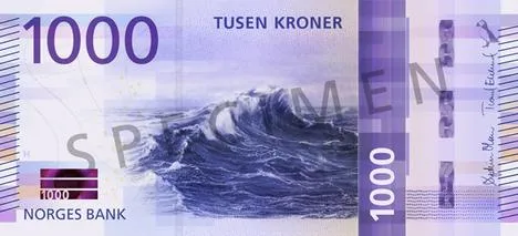 روی اسکناس 1000 kr کرون نروژ