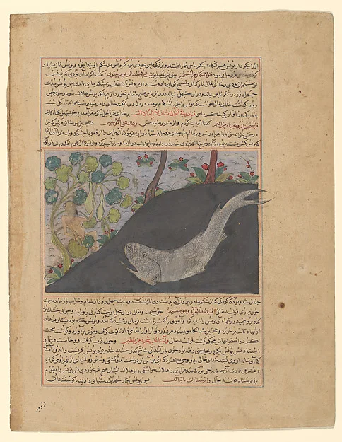 "Jonah and the Whale", Folio from a Majma' al-Tavarikh (Compendium of Histories) of Hafiz-i Abru — تصویر رکورد موزهٔ متروپولیتن (دسترسی آزاد)