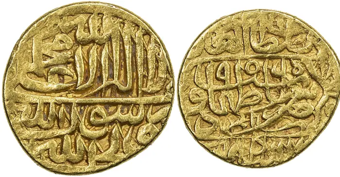 روی و پشت «½ مثقال — شاه تهماسب یکم صفوی، ۱۵۴۹ م» — عکس رکورد کاتالوگ نومیستا