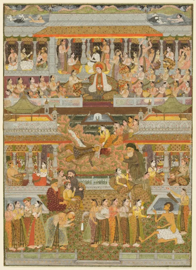 Lovers and beloveds: A composite of scenes from Persian, Urdu, and Sanskrit literature — تصویر رکورد موزهٔ هنر کلیولند (دسترسی آزاد)