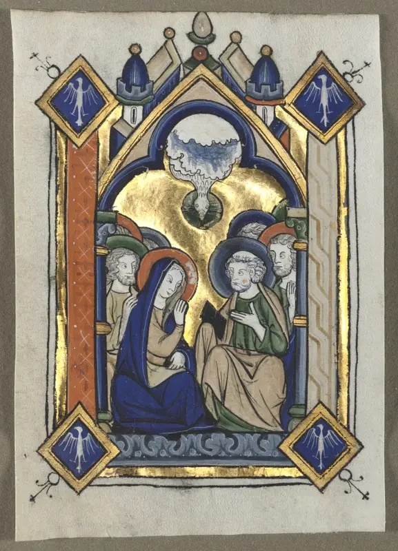 Leaf Excised from a Psalter: The Pentecost — تصویر رکورد موزهٔ هنر کلیولند (دسترسی آزاد)