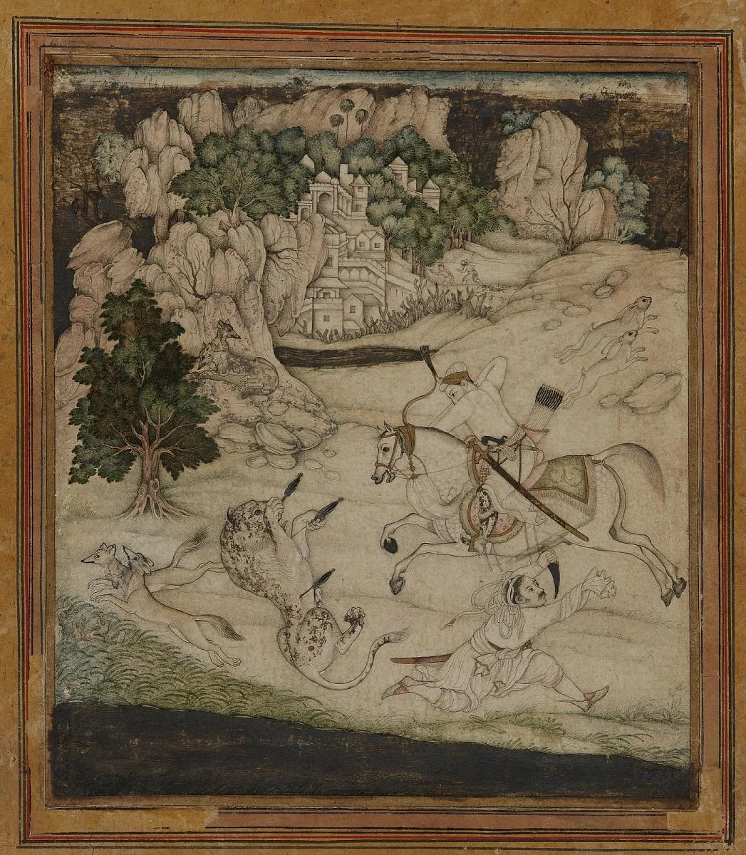Landscape—a hunting scene — تصویر رکورد موزهٔ ملی هنر آسیایی اسمیتسونیان (دسترسی آزاد)