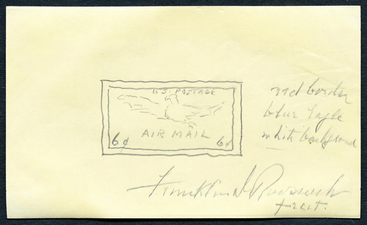 6c Eagle President Franklin D. Roosevelt sketch — تصویر رکورد موزهٔ ملی هنر آسیایی اسمیتسونیان (دسترسی آزاد)