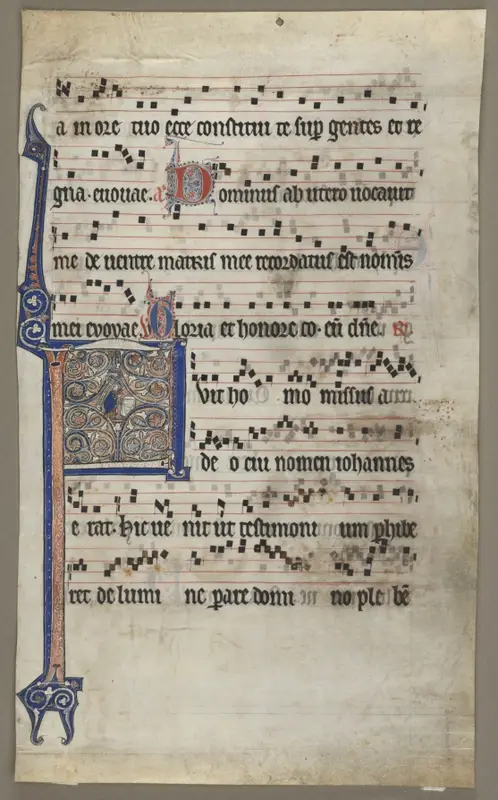 Leaf from a Choral Book: Annunciation to Zaccharias — تصویر رکورد موزهٔ هنر کلیولند (دسترسی آزاد)