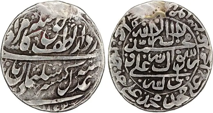 روی و پشت «۱ عباسی — شاه سلیمان دوم صفوی، ۱۷۵۰ م» — عکس رکورد کاتالوگ نومیستا