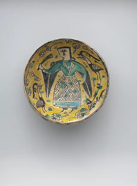 Bowl with a Figure and Birds — تصویر رکورد موزهٔ متروپولیتن (دسترسی آزاد)