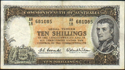 روی اسکناس — 10 shilling استرالیا